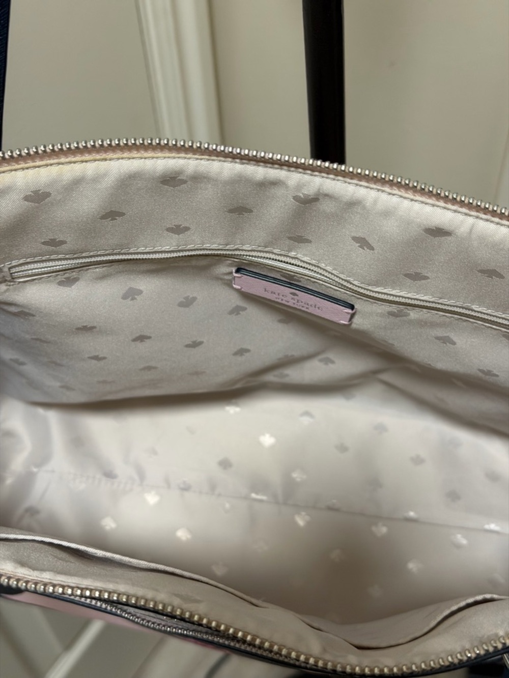 kate spade Pink Floral Tote with Navy Handles - Picture 5 of 10